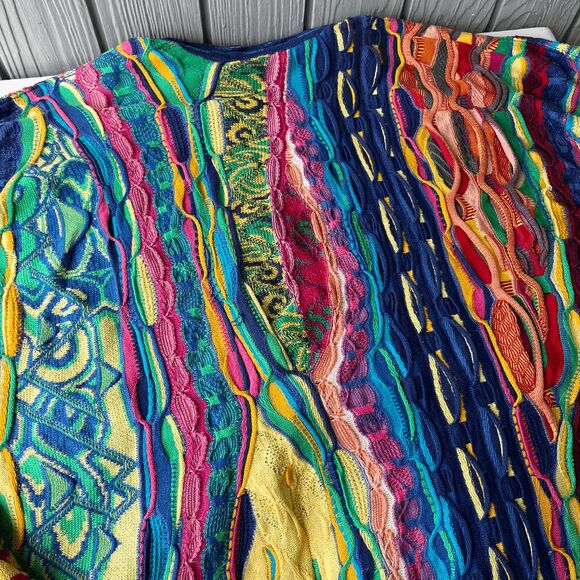 VTG Coogi Mercerised Cotton 3D Knit Sweater M Australia Multicolor - Picture 8 of 16